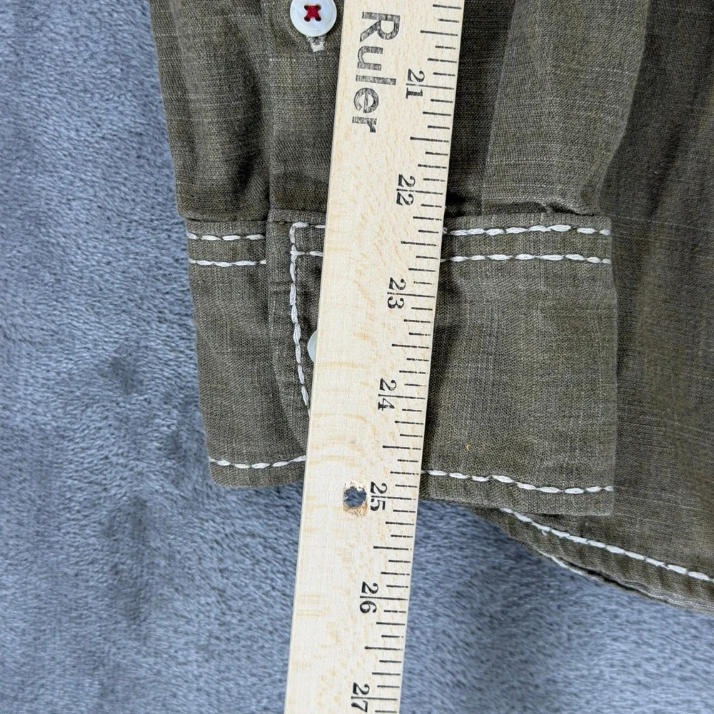 True Religion Shirt Mens M Brown Contrast Stitching Button Down EUC